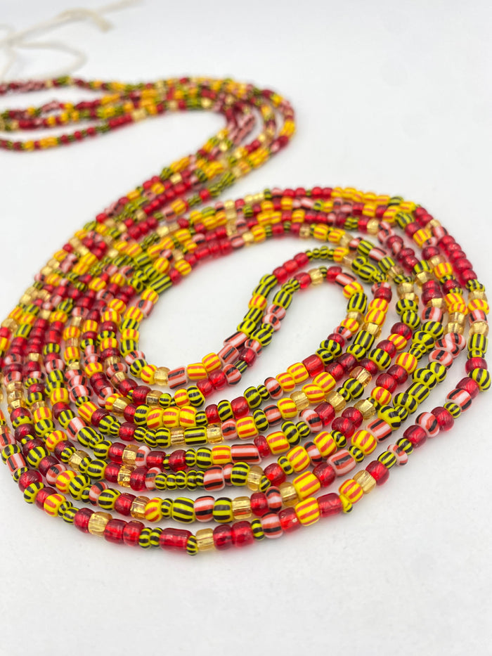 MulticoloredWaist Be ads – Tie-On African Waist Bead Strand for Women, 45-50 Inches Adjustable, Body Jewelry for Adornment, Promoting Body Positivty & Weight Managemen