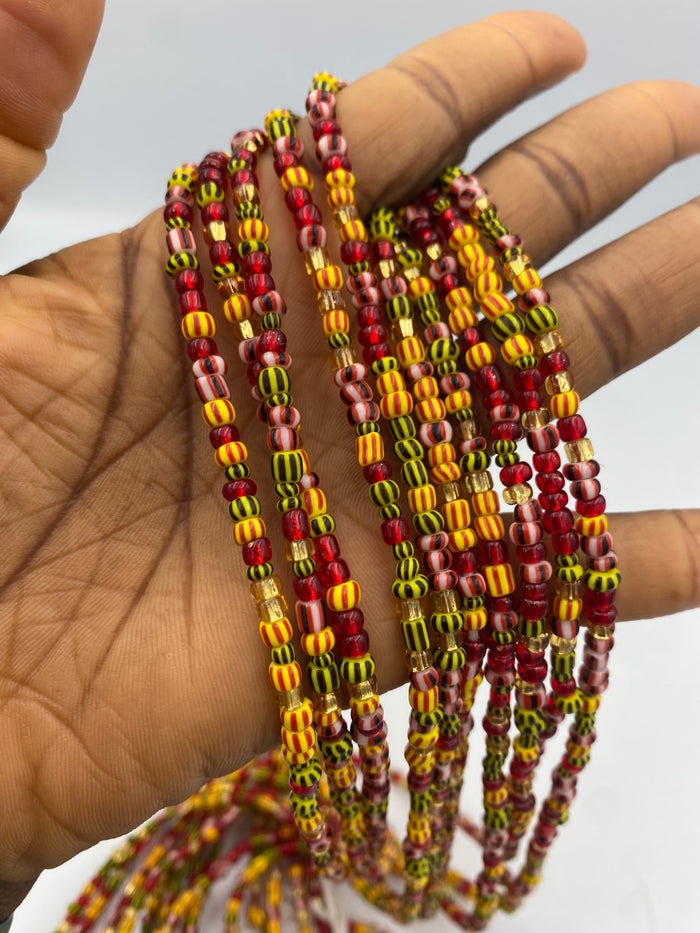 MulticoloredWaist Be ads – Tie-On African Waist Bead Strand for Women, 45-50 Inches Adjustable, Body Jewelry for Adornment, Promoting Body Positivty & Weight Managemen