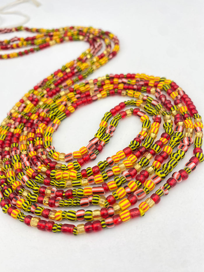 MulticoloredWaist Be ads – Tie-On African Waist Bead Strand for Women, 45-50 Inches Adjustable, Body Jewelry for Adornment, Promoting Body Positivty & Weight Managemen