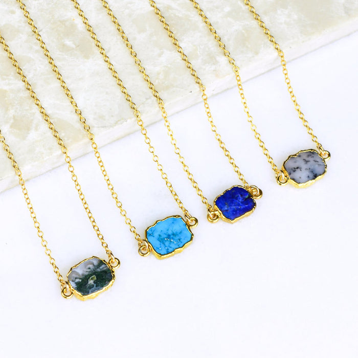 Natural Gemstone Slice Connector Necklace