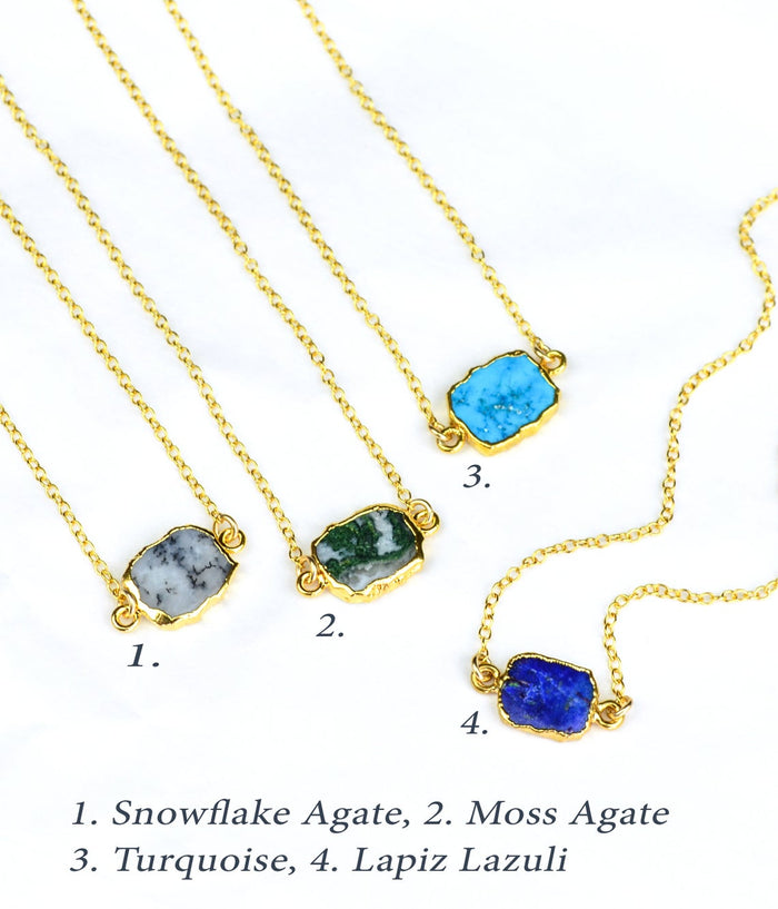 Natural Gemstone Slice Connector Necklace