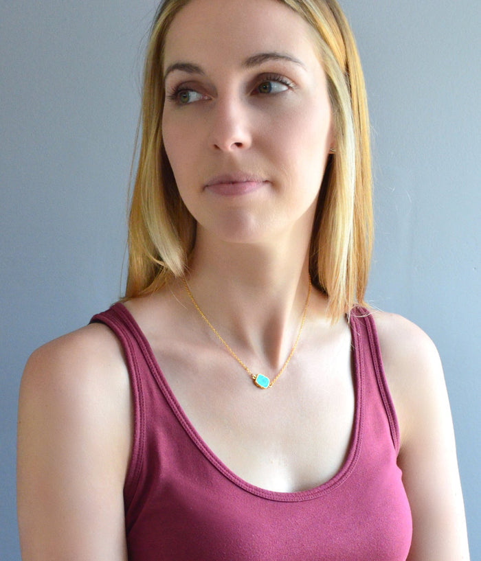 Natural Gemstone Slice Connector Necklace