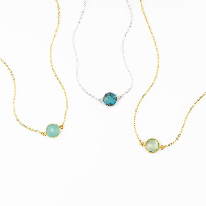 Natural Round Birthstone Connector Necklace