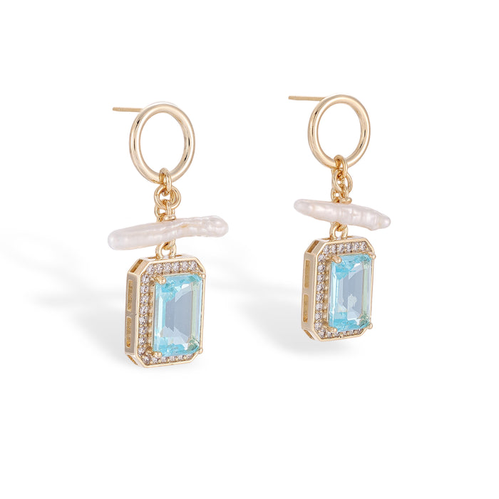 Nerhild Blue Square Earrings