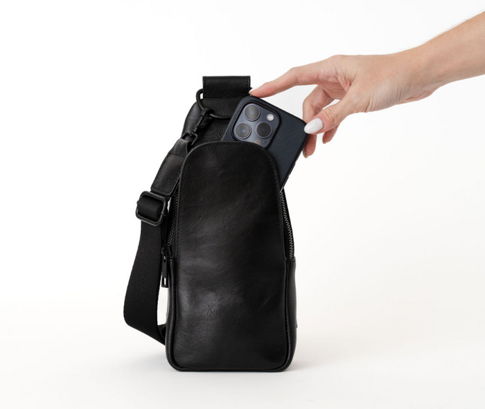 Nikki Sling | Ebony Genuine Leather Modern Everyday Bag