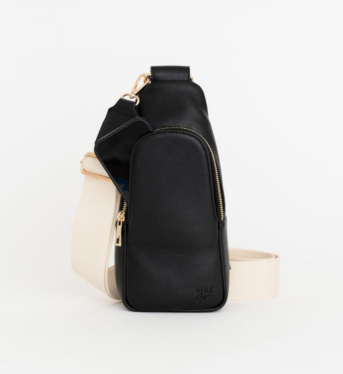 Nikki Sling | Ebony Vegan Leather Modern Everyday Bag