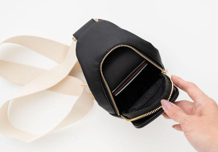 Nikki Sling | Ebony Vegan Leather Modern Everyday Bag