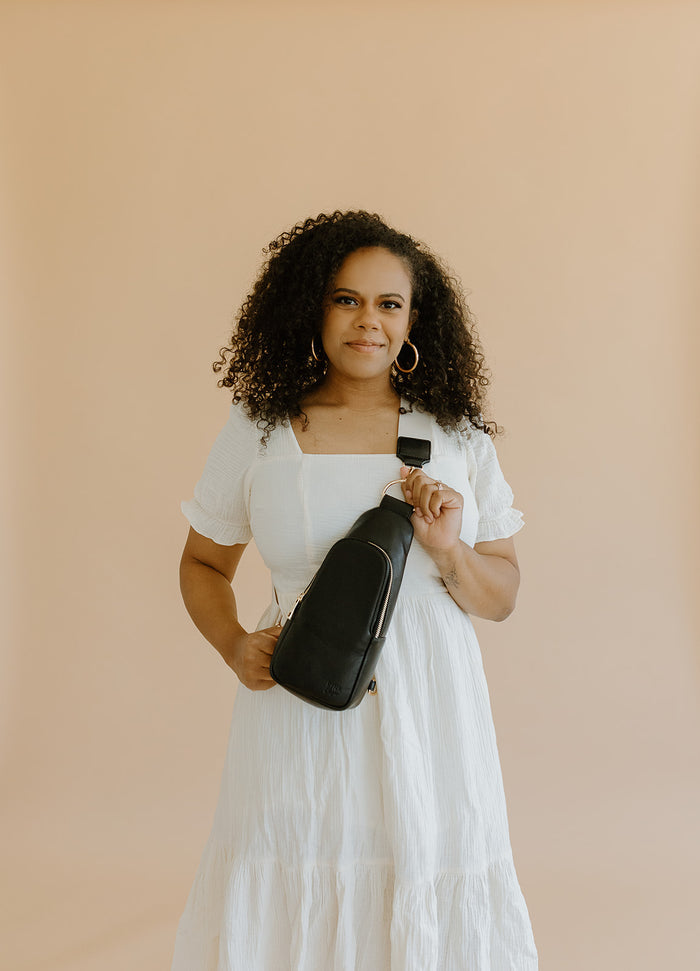 Nikki Sling | Ebony Vegan Leather Modern Everyday Bag
