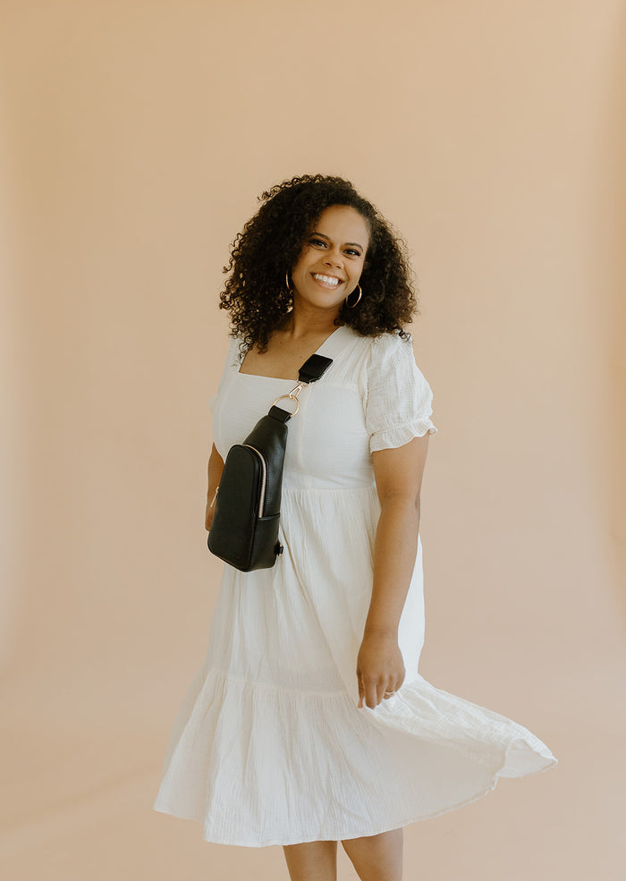 Nikki Sling | Ebony Vegan Leather Modern Everyday Bag