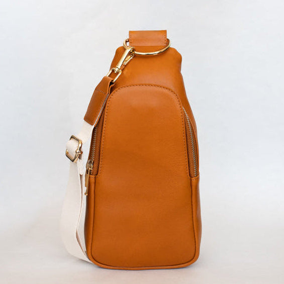 Nikki Sling | Light Brown Genuine Leather Modern Everyday Bag