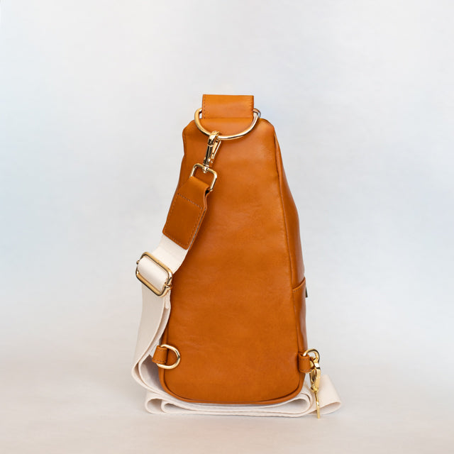 Nikki Sling | Light Brown Genuine Leather Modern Everyday Bag