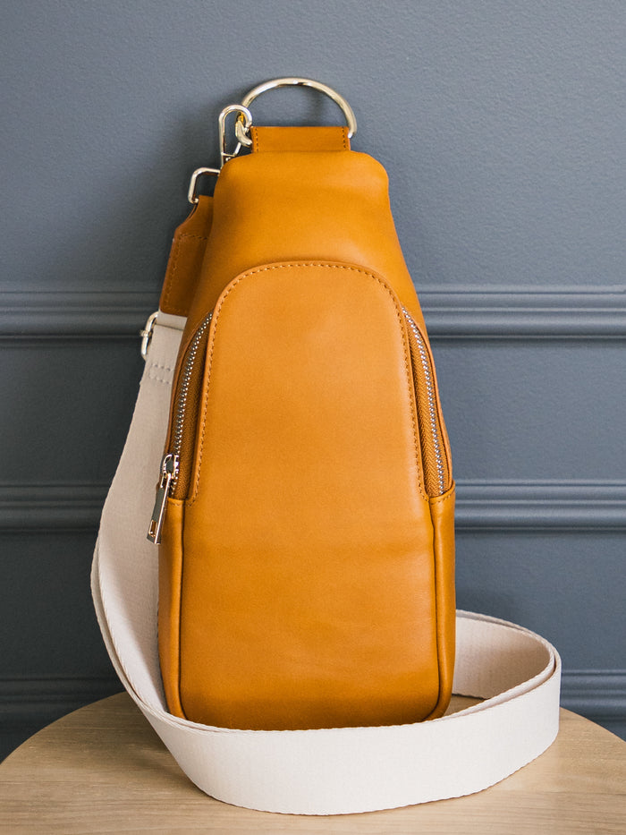 Nikki Sling | Light Brown Genuine Leather Modern Everyday Bag