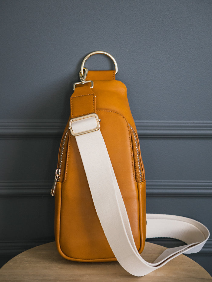 Nikki Sling | Light Brown Genuine Leather Modern Everyday Bag