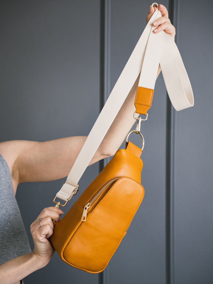 Nikki Sling | Light Brown Genuine Leather Modern Everyday Bag