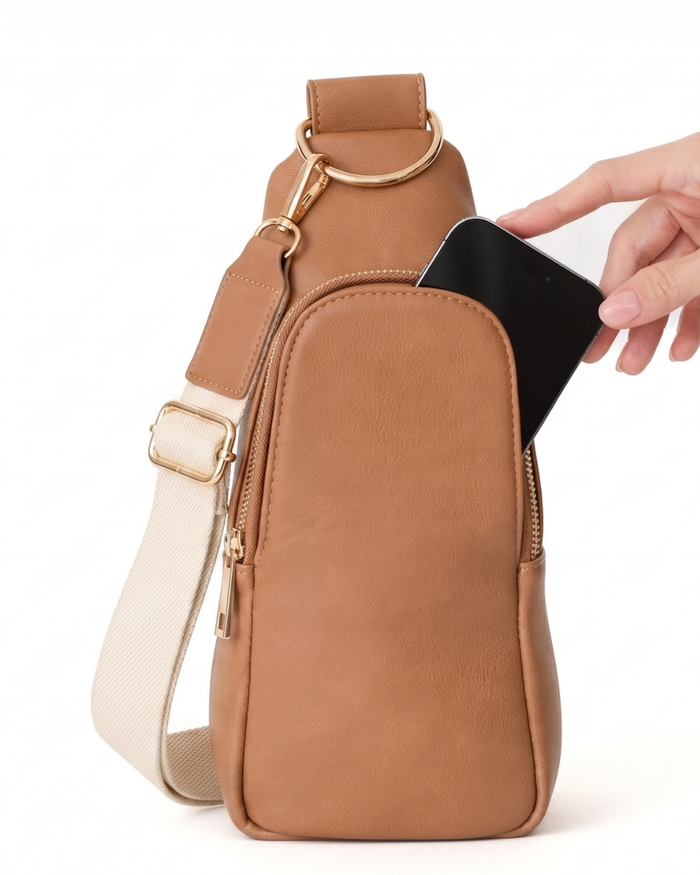 Nikki Sling | Saddle Vegan Leather Modern Everyday Bag