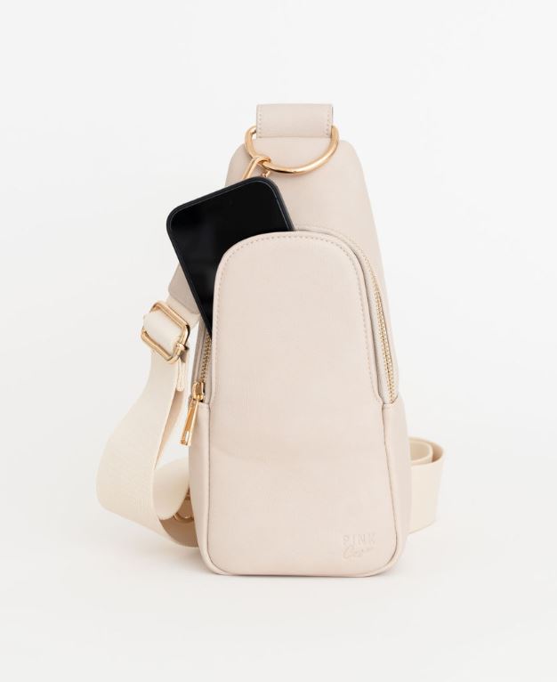 Nikki Sling | Stone Vegan Leather Modern Everyday Bag