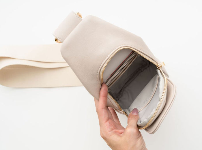 Nikki Sling | Stone Vegan Leather Modern Everyday Bag