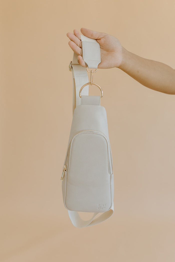 Nikki Sling | Stone Vegan Leather Modern Everyday Bag