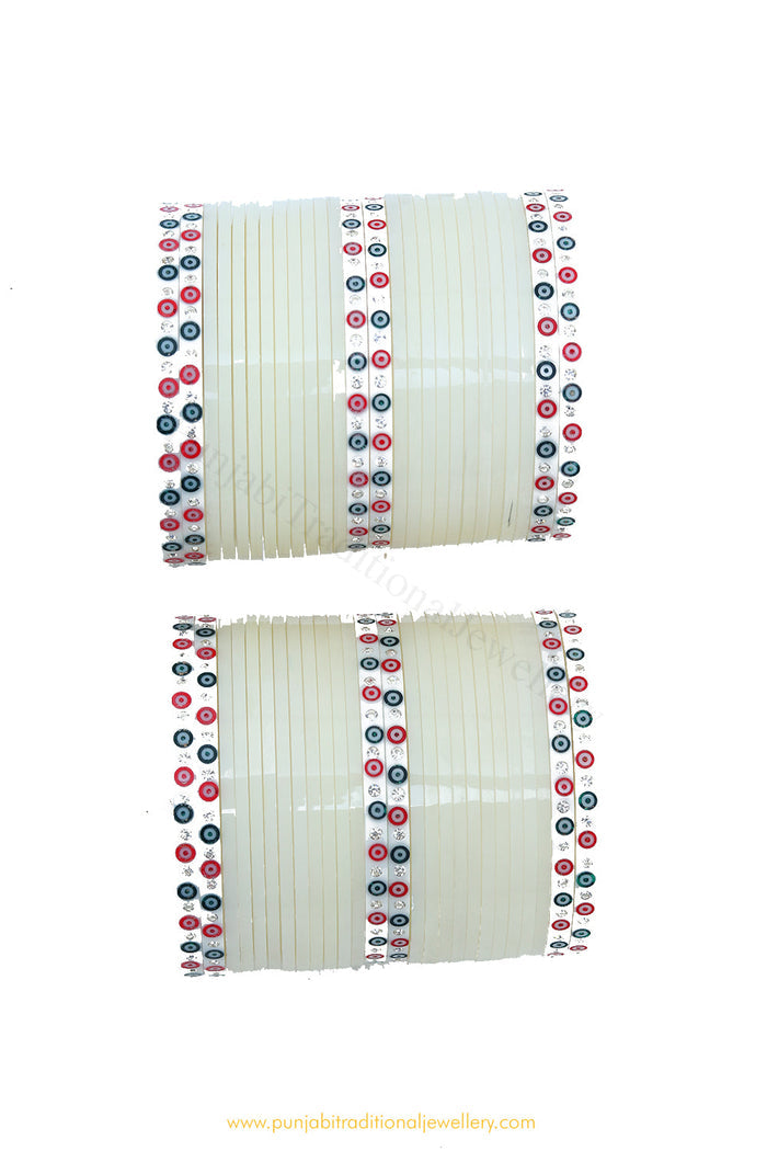 Off White Colour Dotted Bridal Chura By PTJ