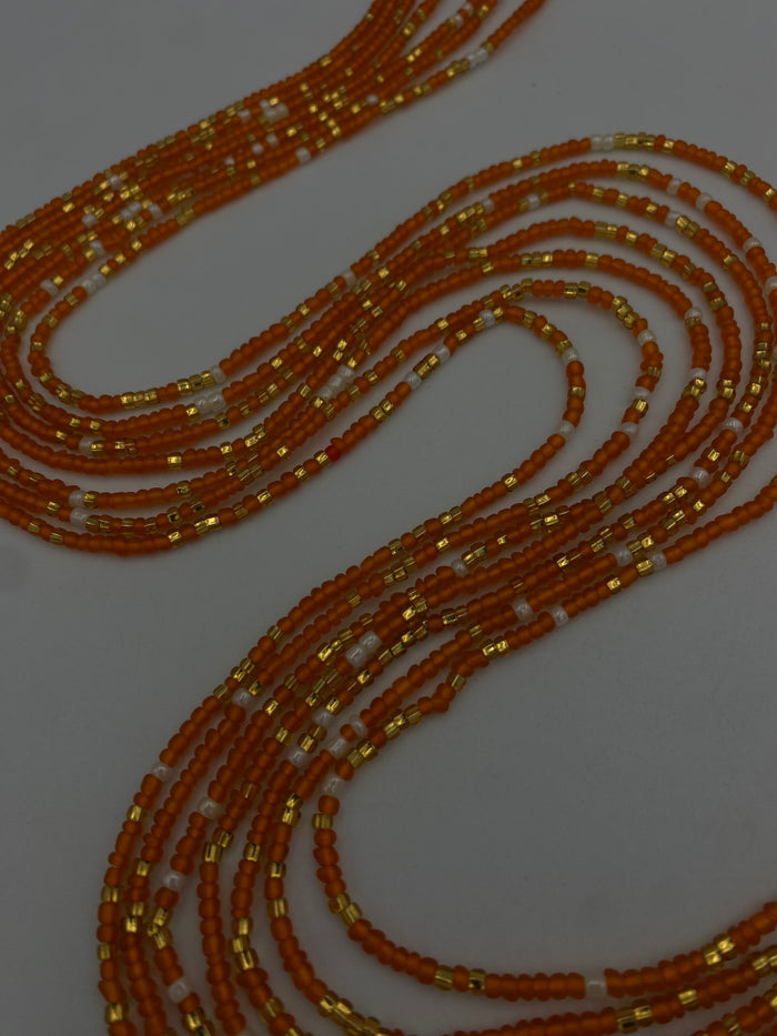 Orange and Gold waistbead- Body Jewelry - African WaistBead- Price per WaistBead | Tie On 45”- 50”