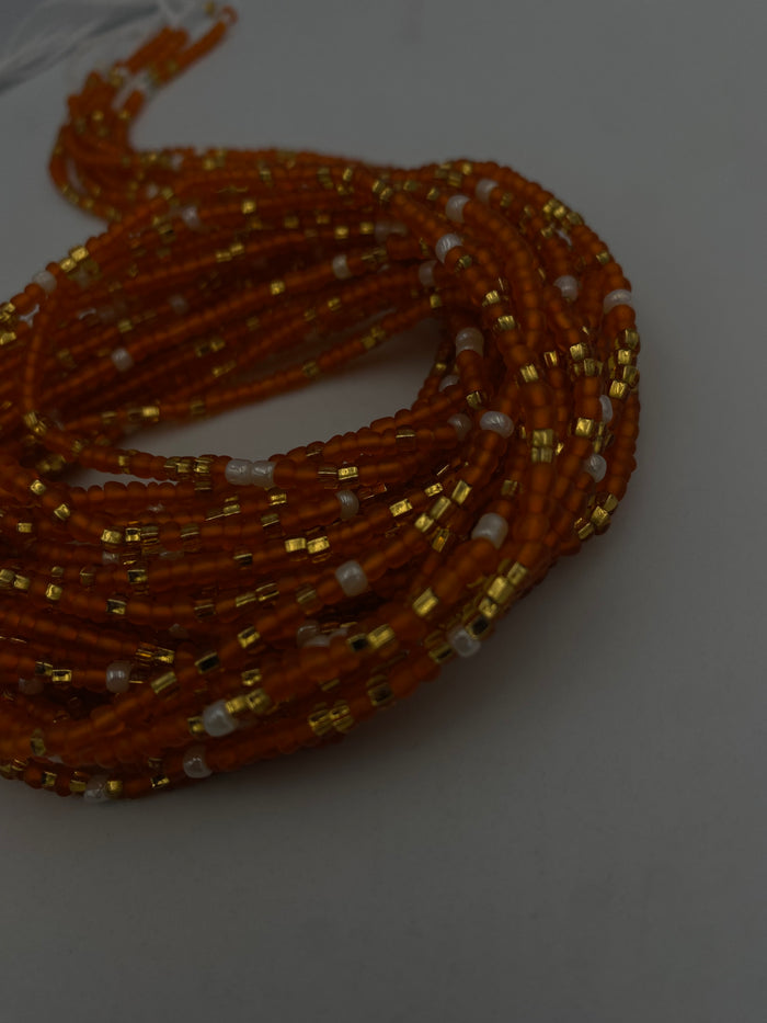 Orange and Gold waistbead- Body Jewelry - African WaistBead- Price per WaistBead | Tie On 45”- 50”