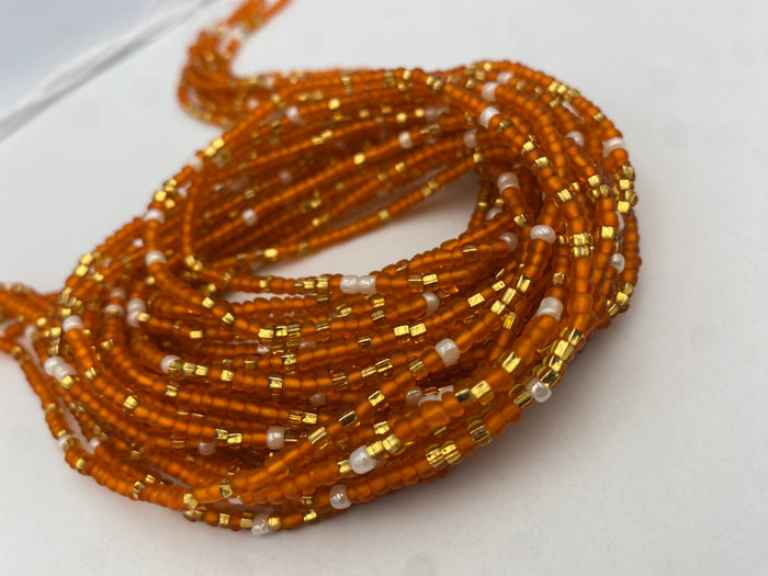 Orange and Gold waistbead- Body Jewelry - African WaistBead- Price per WaistBead | Tie On 45”- 50”