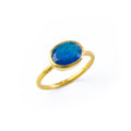 Oval Blue Black Jade Ring, Bezel Set Birthstone Ring in Sterling Silver, Gold or Rose Gold