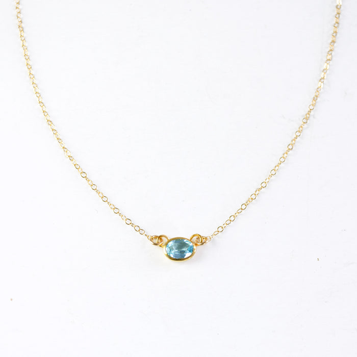 Oval Cut Birthstone Bezel Connector Necklace