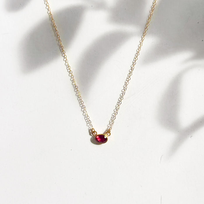 Oval Cut Birthstone Bezel Connector Necklace