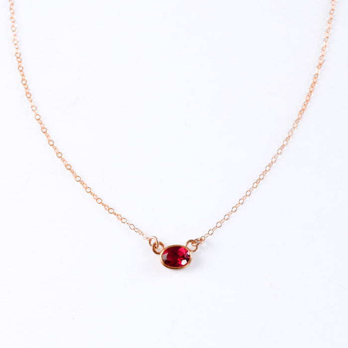 Oval Cut Birthstone Bezel Connector Necklace