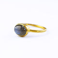 Oval Labradorite Cabochon Ring, Bezel Set Birthstone Ring in Sterling Silver, Gold or Rose Gold