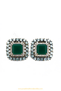 Oxidised Emerald Studs By PTJ
