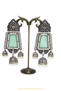 Oxidised Mint Pearl Earrings by PTJ