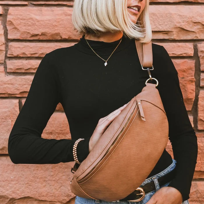 Paige Fanny | Vegan Leather Sling Bag | Saddle