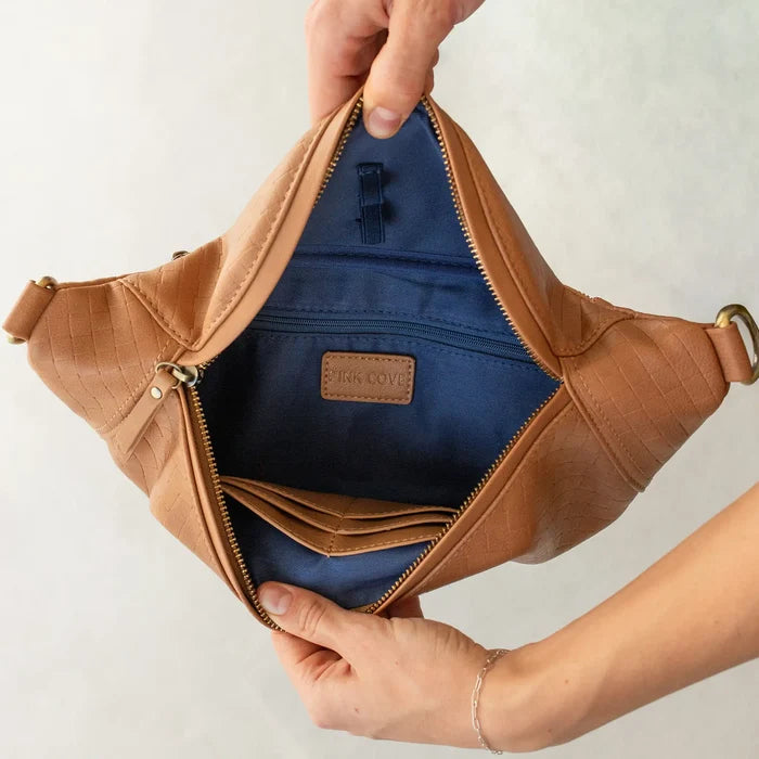 Paige Fanny | Vegan Leather Sling Bag | Saddle