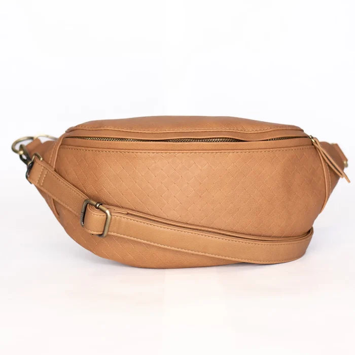 Paige Fanny | Vegan Leather Sling Bag | Saddle