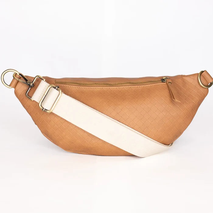 Paige Fanny | Vegan Leather Sling Bag | Saddle
