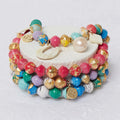 Paper beads bracelet multi color with gold touch & charms