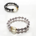 Paper beads stretch bracelet black & lilac