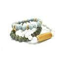 Paper beads stretch bracelet in Khaki & Lily & Robin Egg Blue
