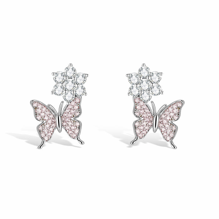 Papillon Blanc Pink Butterfly Earrings
