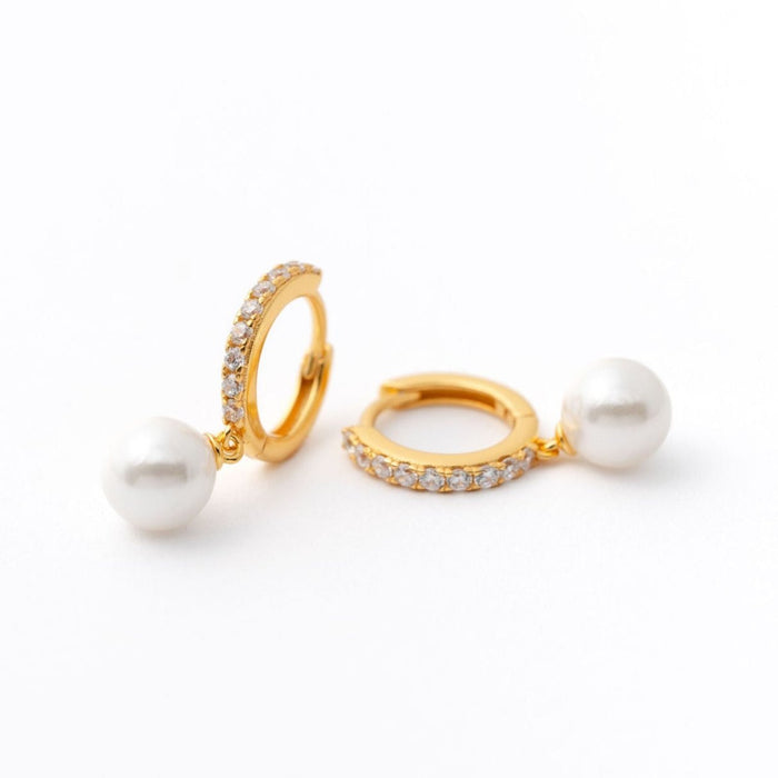 Pavé Pearl Huggie Earring