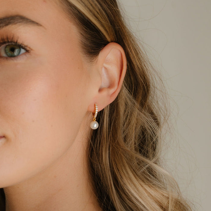 Pavé Pearl Huggie Earring