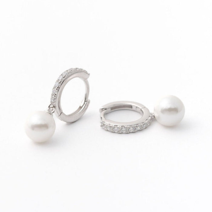 Pavé Pearl Huggie Earring