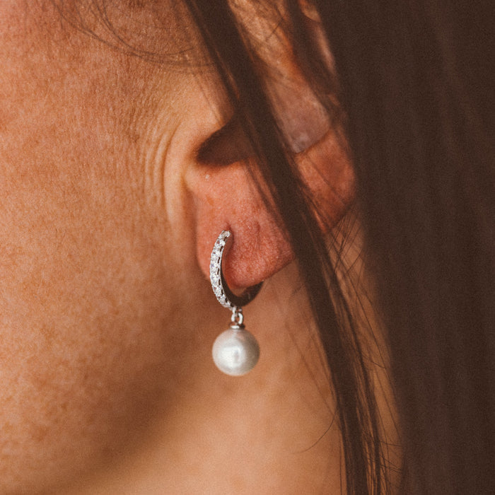 Pavé Pearl Huggie Earring