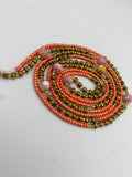 Peach Blossom Luxury Crystal Waistbeads- carnelian waistBeads- Dyed stone WaistBead