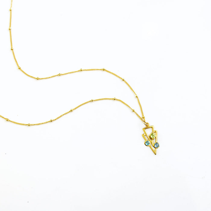 satellite chain style, 3 stone necklace, gift for mom of 3