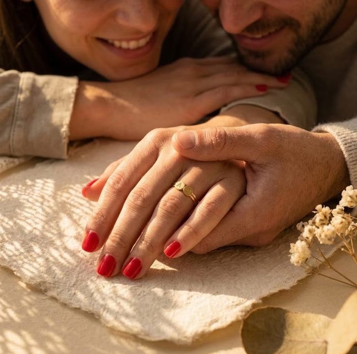 Dainty initial ring gold filled stacking ring personalized jewelry for couple representing his and her initials