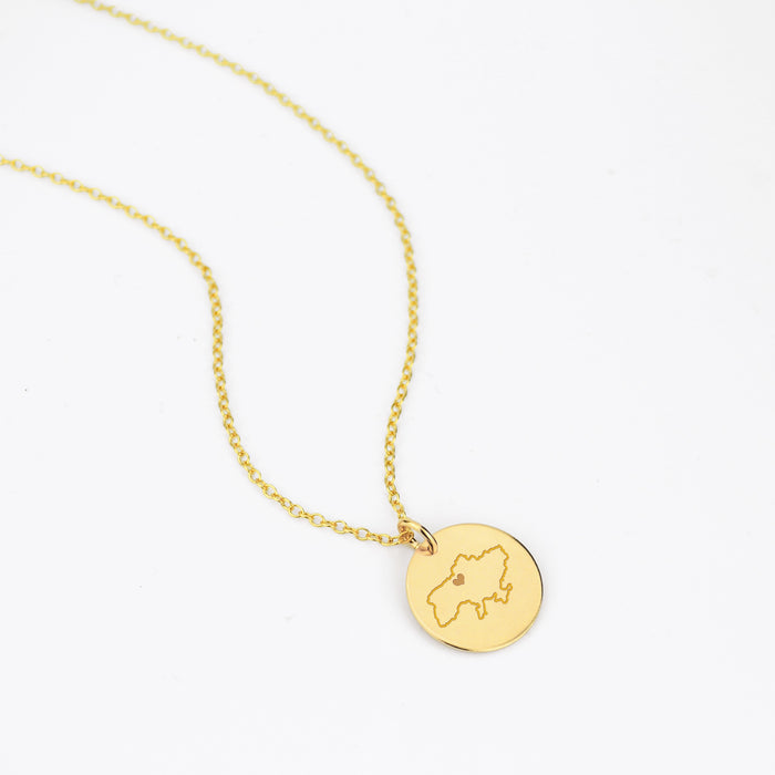 Personalized Map of Ukraine Disc Pendant Necklace