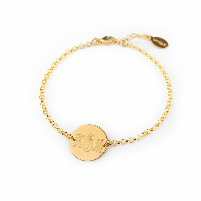Personalized Monogram Disc Bracelet, Large Disc bracelet, Gift for Her